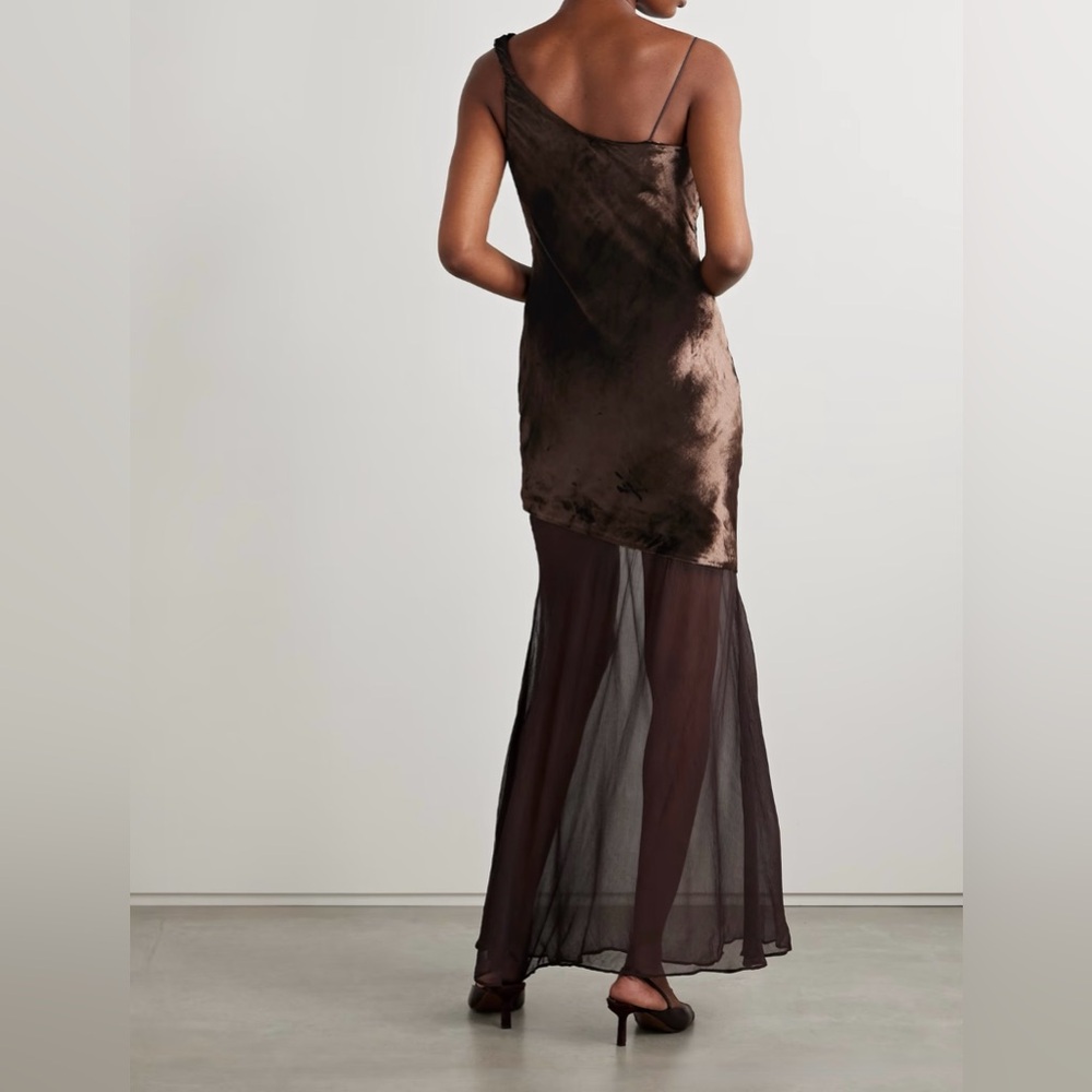 STAUD Beaton Dress, Brown Velvet - Picture 2 of 6